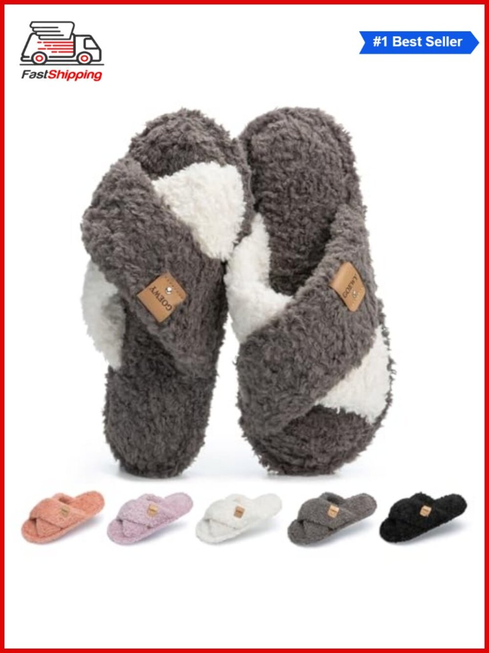 ✨ Fuzzy Open Toe Slippers for Women Cozy Memory Foam House Shoes Indoor